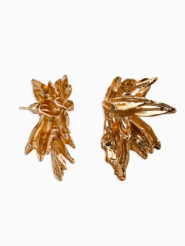 Серьги металл Серьги металл "Цветы половинки", цвет золото