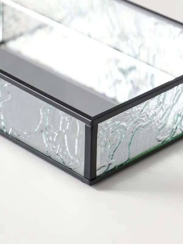 Подставка интерьерная стекло, металл "Следы от листьев" прозрачная 15.3х25х4,5 см