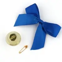Колокольчик на булавке с бантом на выпускной, синий, d = 2,6 см