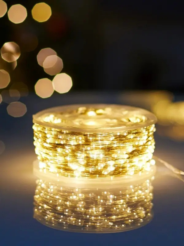 Гирлянда &laquo;Нить&raquo; 200 м роса, IP44, серебристая нить, 2000 LED, пульт, 36 В, свечение тёплое белое