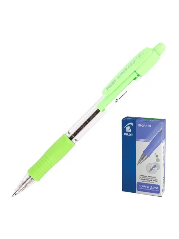 Ручка шариковая Pilot. Super Grip, автоматическая, синий стержень BPGP-10R-F (SG), узел 0.7 мм, на масляной основе, резиновый упор