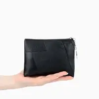 Кошелёк-монетница на молнии, однотонный, 15&times;0.5&times;11 см, чёрный