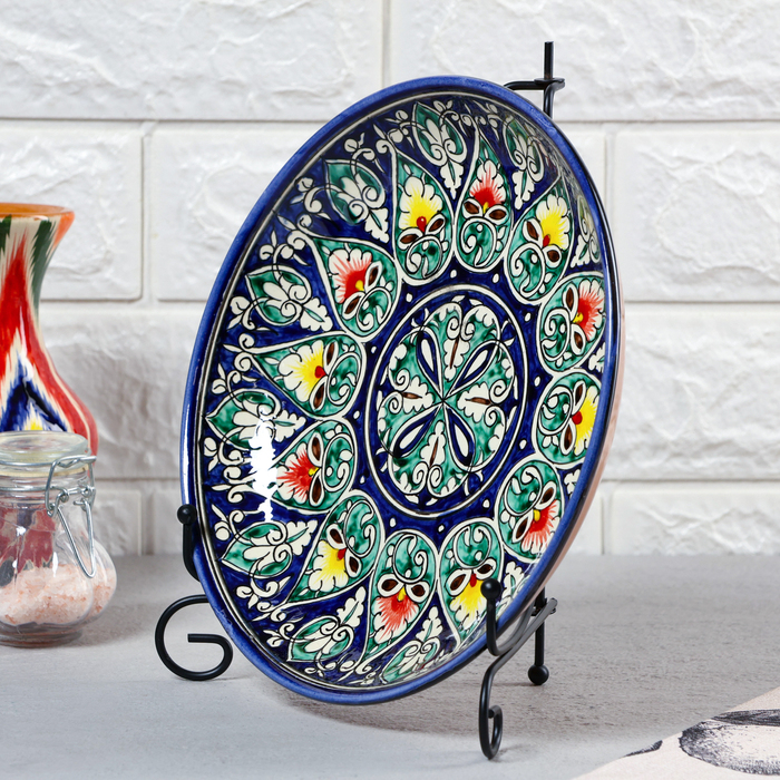 Ляган Риштанская Керамика  Ляган Риштанская Керамика "Узоры", 25 см, синий микс