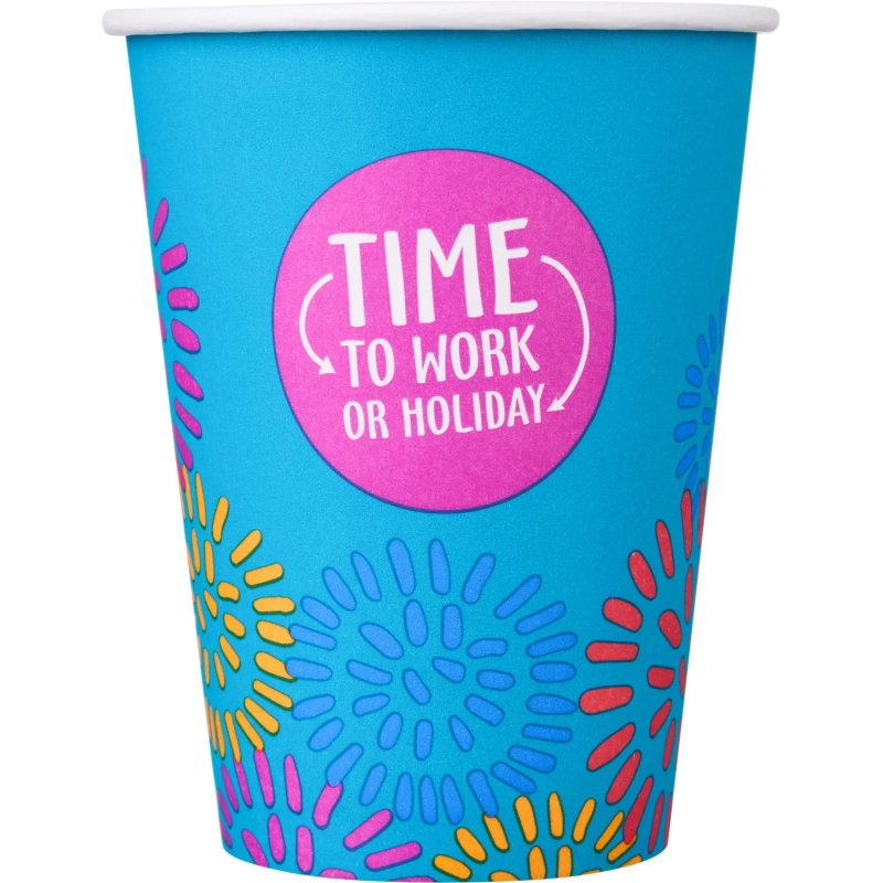 Стакан одноразовый бум односл. 350 мл d-90мм Time to work МИКС  50шт/уп
