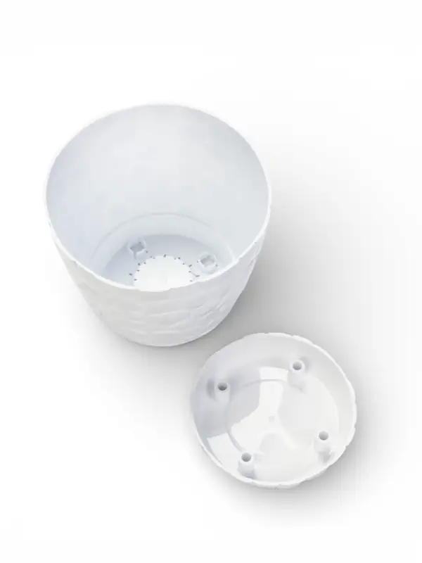 Горшок для цветов с поддоном &laquo;Камешки&raquo;, 3 л, пластиковый, белый