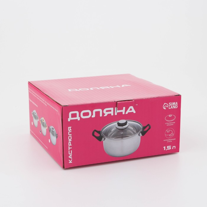Кастрюля из нержавеющей стали с крышкой Доляна «Роскошь», 1,5 л, d=17 см Кастрюля из нержавеющей стали с крышкой Доляна «Роскошь», 1,5 л, d=17 см