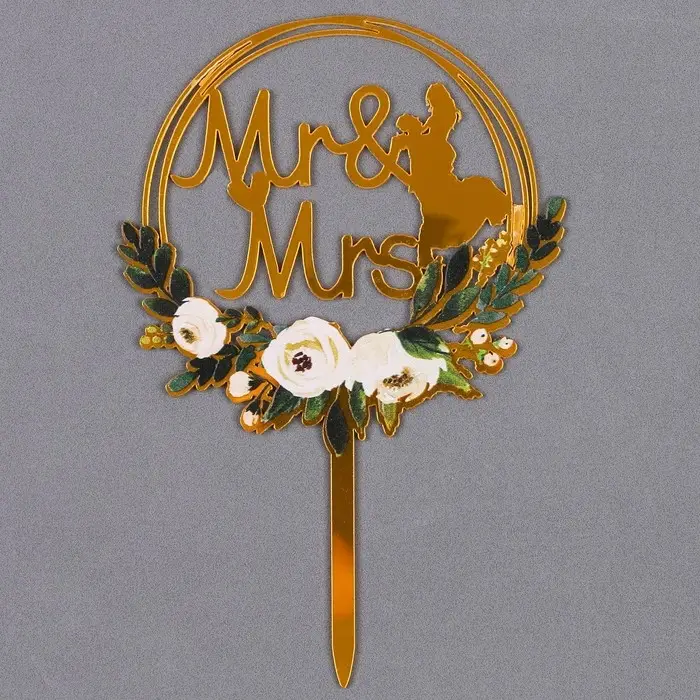 Топпер для торта Mr & Mrs, золотой Топпер для торта Mr & Mrs, золотой