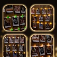 Гирлянда &laquo;Нить&raquo; 2 м, роса с насадками &laquo;Прищепки-звёздочки&raquo;, IP20, серебристая нить, 20 LED, от батареек АА&times;2, свечение тёплое белое