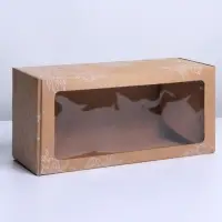 Коробка подарочная складная с PVC-окном, упаковка, «Цветы », 16 х 35 х 12 см