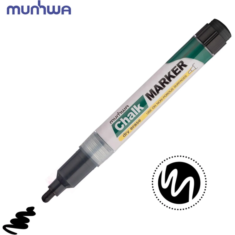 Маркер меловой MunHwa, CM-01, чёрный, 3мм