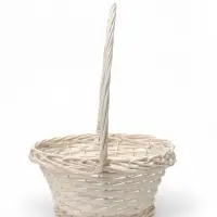 Корзина плетёная для хранения, из лозы, 34&times;34&times;16 см, ручка h=28 см, белая
