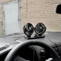 Вентилятор автомобильный двойной AVS 8098 12B 4" (корпус: пластик, цвет:чёрный)