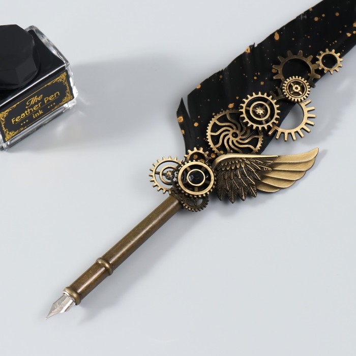 Набор ручка перьевая со сменными перьями+подставка+чернила+сургуч+печать 26х12х4 см Набор ручка перьевая со сменными перьями+подставка+чернила+сургуч+печать 26х12х4 см