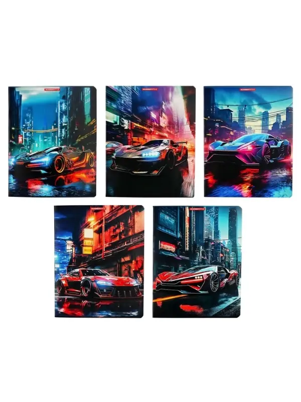 Тетрадь 40 листов, в клетку &laquo;Тачки&raquo;, мелованный картон, МИКС