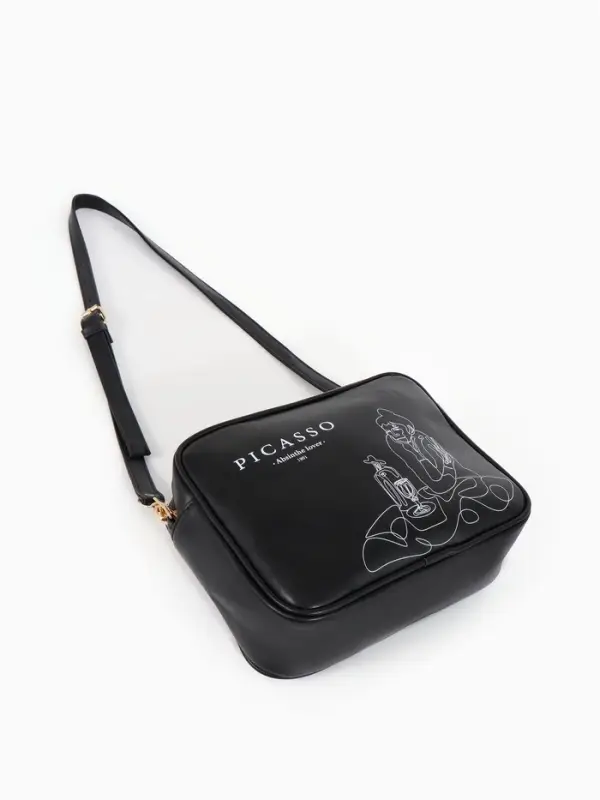 Сумка женская на молнии TEXTURA, 22&times;8&times;17 см, с принтом, чёрная