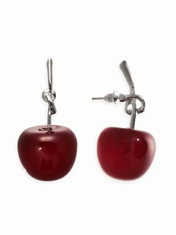 Серьги Серьги "Вишня" узел, цвет бордовый в серебре