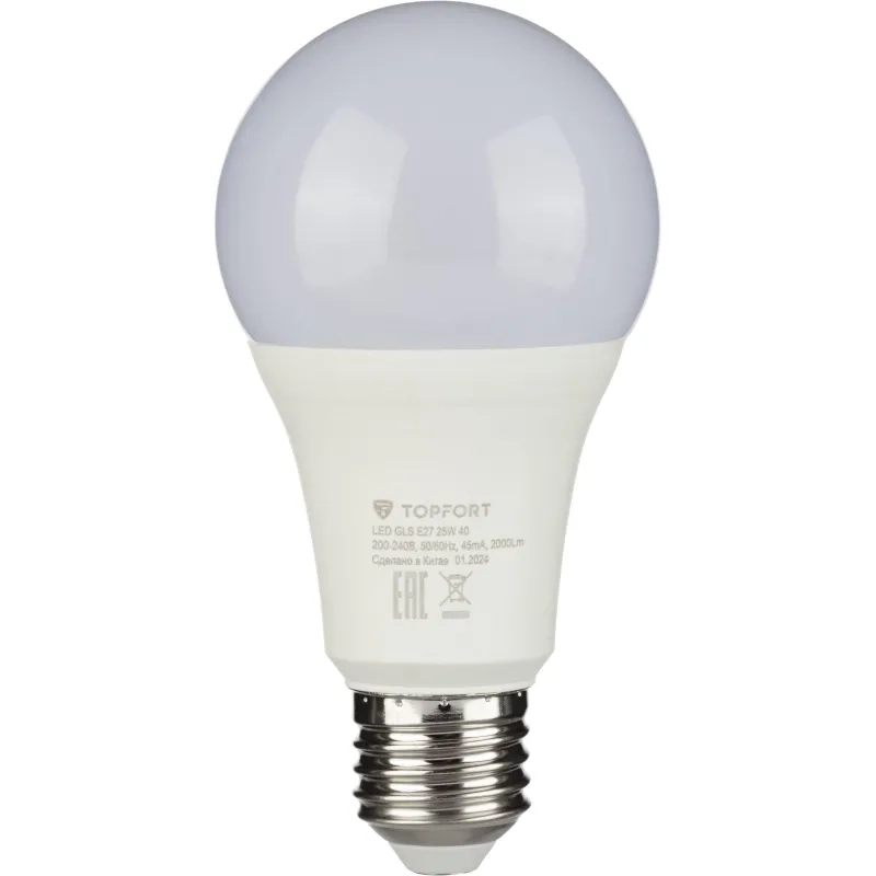 Лампа светодиодная Topfort E27 25W 4000K груша