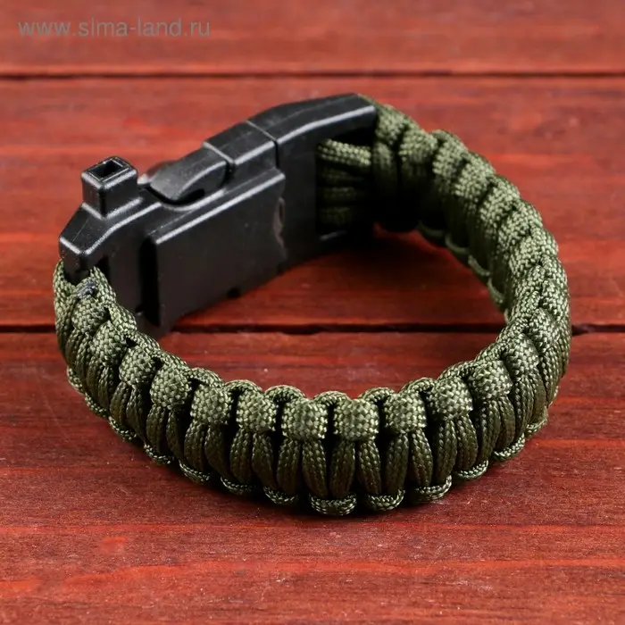 Браслет для выживания &laquo;Мастер К.&raquo;, с компасом, паракорд 3 м, 24&times;2 см, тёмно-зелёный