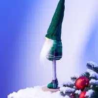 Фигура текстиль «Гном в зелёном» 54 см, 1 LED, от батареек AG13×3, свечение тёплое белое