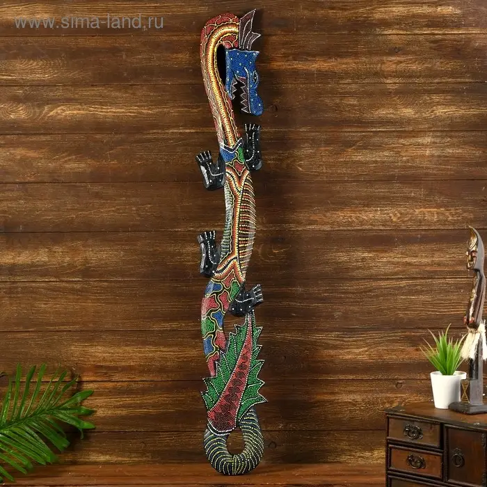 Панно настенное  Панно настенное "Дракон цветной" дерево 100х16х2 см МИКС