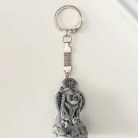 Брелок "Девочка со щенком и бубном маленькая" 4,8 см