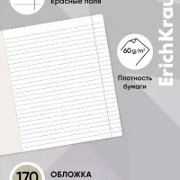 Тетрадь 12 листов лин ErichKrause Funny Friends, обл. мел картон, блок офсет 60 г/м&sup2; МИКС