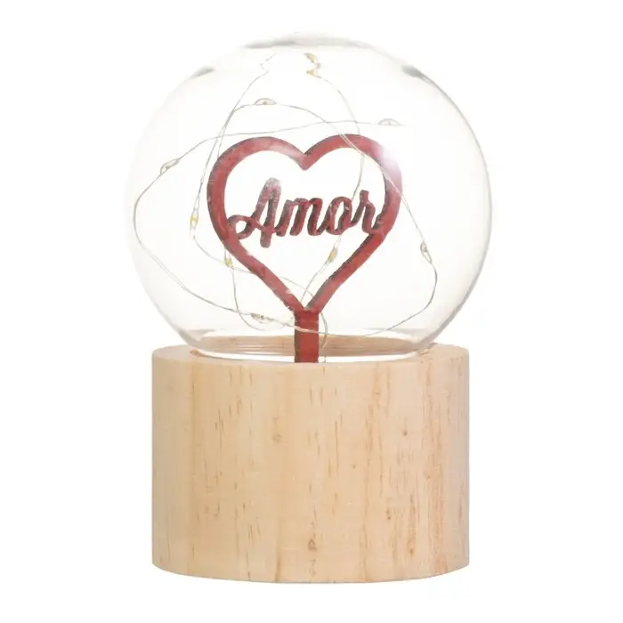 Фигурка светящаяся RISALUX &laquo;Сердечко&raquo;, LED-ночник, 3&times;AG10, шар-8 см, 6.5&times;6.5&times;11.5 см