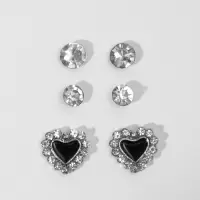 Пусеты 3 пары «Сердце», цвет МИКС Пусеты 3 пары «Сердце», цвет МИКС