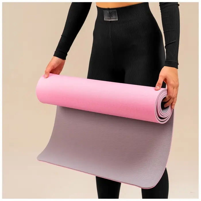 Коврик для фитнеса и йоги ONLYTOP, 183&times;61&times;0.6 см, цвет серый/розовый