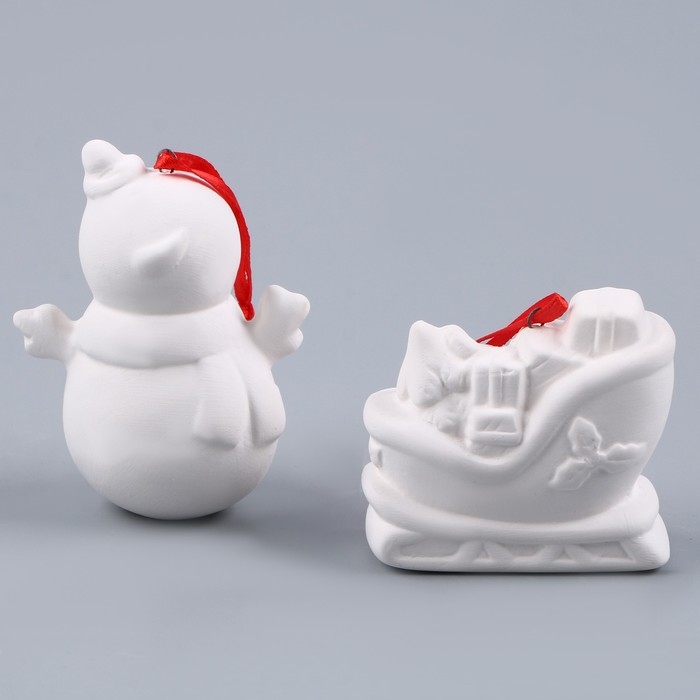 Набор ёлочных украшений под раскраску «Волшебный», 4 шт., с подвесом, кисть Набор ёлочных украшений под раскраску «Волшебный», 4 шт., с подвесом, кисть