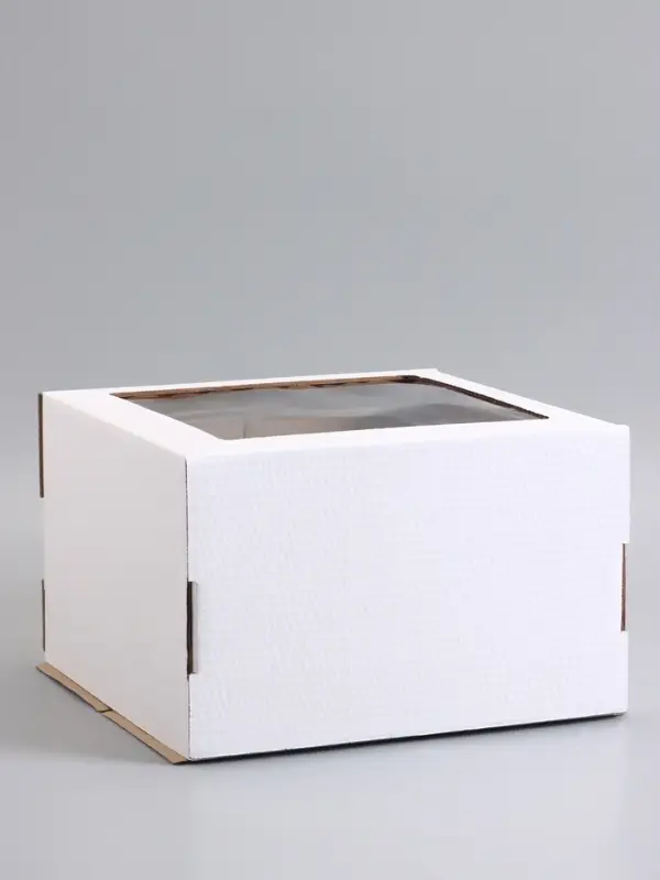 Коробка для торта, кондитерская, белая, с окном 30&times;30&times;19 см, Набор10 шт.