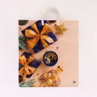 Пакет подарочный новогодний &laquo;Бежевое настроение&raquo;, полиэтиленовый с пластиковой ручкой, 44&times;40 см