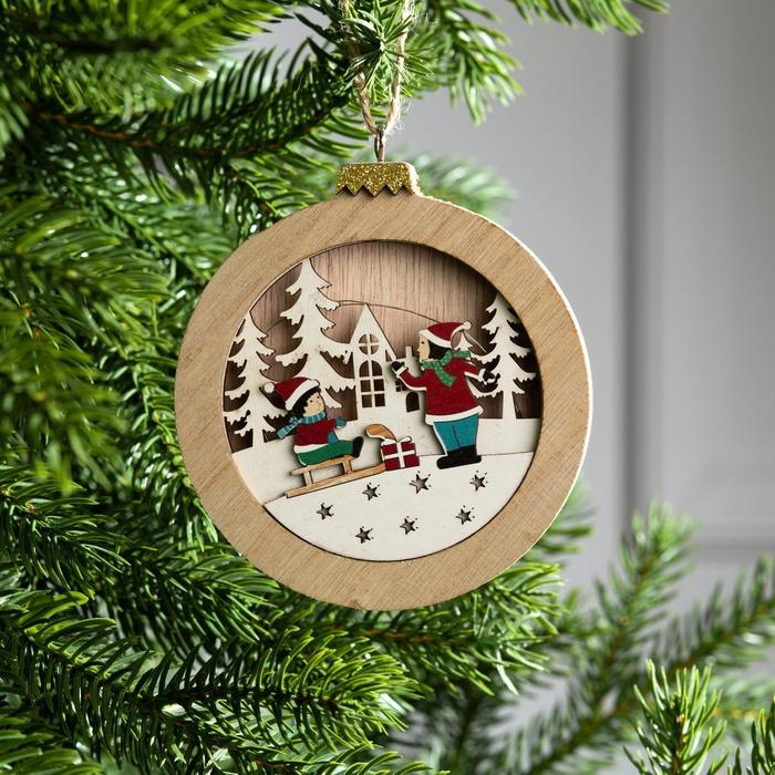 Ёлочная игрушка «Шар с детьми», от батареек, свечение тёплое белое Ёлочная игрушка «Шар с детьми», от батареек, свечение тёплое белое