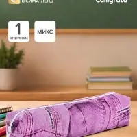 Пенал школьный Calligrata &laquo;Джинса&raquo;, на молнии, 1 отделение, МИКС