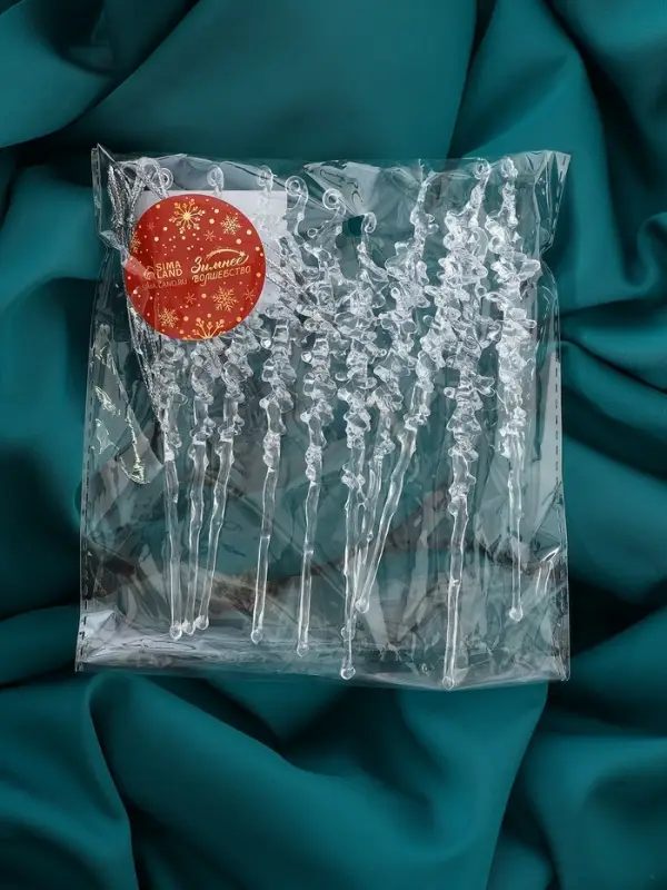 Украшение ёлочное «Сосулька люкс» (набор 10 шт) морозец, 14х1,5 см, прозрачный Украшение ёлочное «Сосулька люкс» (набор 10 шт) морозец, 14х1,5 см, прозрачный