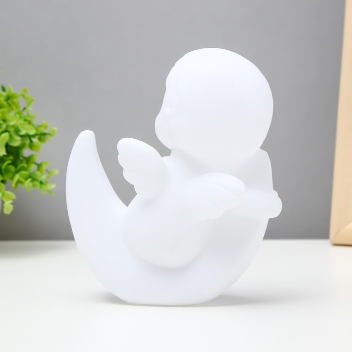 Ночник Ночник "Ангелок на луне" LED батарейки 3xLR белый 10х13х15 см RISALUX