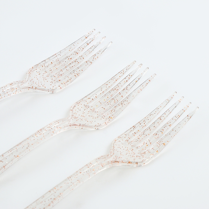 Вилки пластиковые «Блеск», в наборе 12 штук, цвет золото Вилки пластиковые «Блеск», в наборе 12 штук, цвет золото