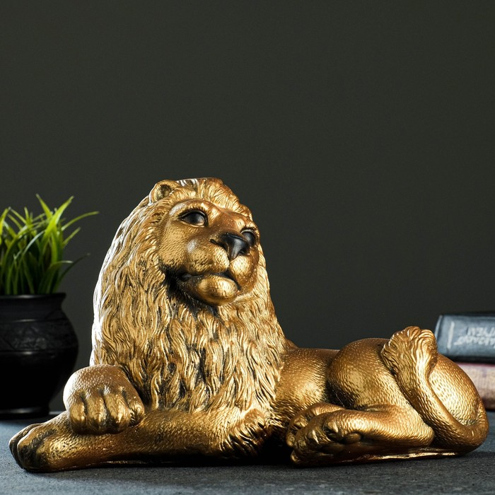 Копилка Копилка "Лев лежа малый" бронза, 28х15х18см МИКС