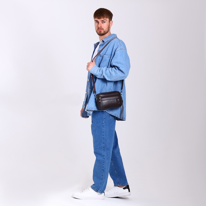 Сумка мужская через плечо, искусственная кожа, цвет коричневый Сумка мужская через плечо, искусственная кожа, цвет коричневый