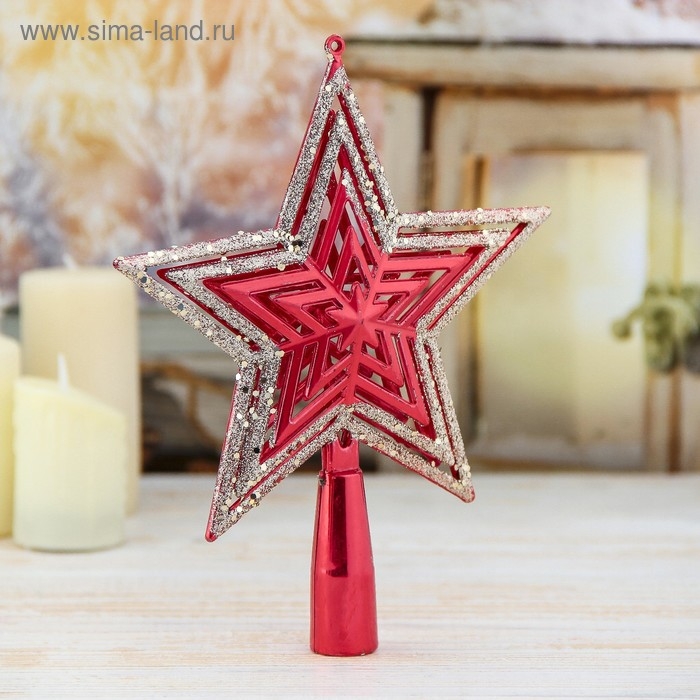 Наконечник Наконечник "Звезда" блёстки, 15х18,5 см, красный
