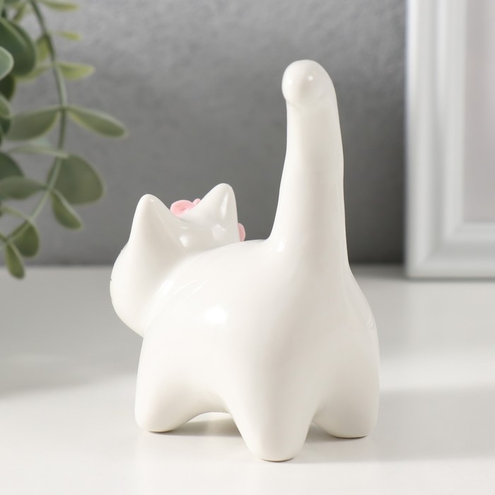 Сувенир керамика Сувенир керамика "Котик белый пухлый с розовыми цветочками" 7,8х5х10 см