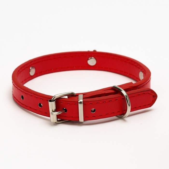 Ошейник Ошейник "Корона" с металлическим декором и со стразами, 36 х 1,4 см, ОШ 24-31, красный
