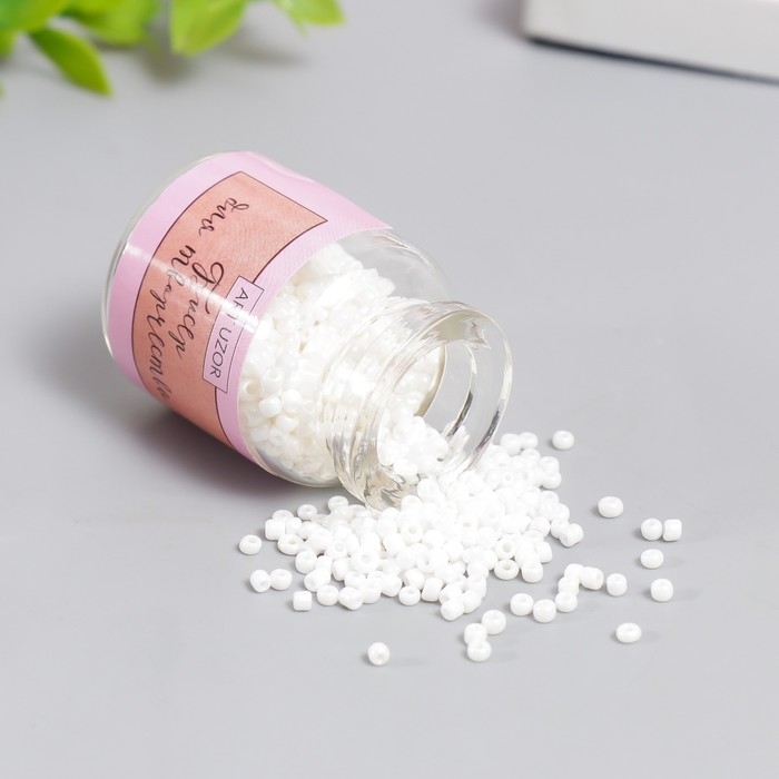 Бисер круглый 12/0 в бутылочке  Бисер круглый 12/0 в бутылочке "Белый перламутр" 20 гр