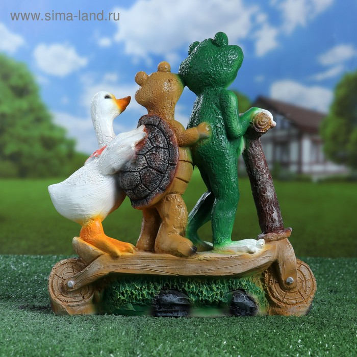 Садовая фигура  Садовая фигура "Зверюшки на самокате" 28х10,5х30см