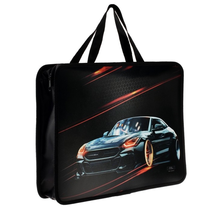 Папка с ручками А4, 330 х 260 х 75 мм, пластиковая, ручки-тесьма, Calligrata Папка с ручками А4, 330 х 260 х 75 мм, пластиковая, ручки-тесьма, Calligrata "Тачка"