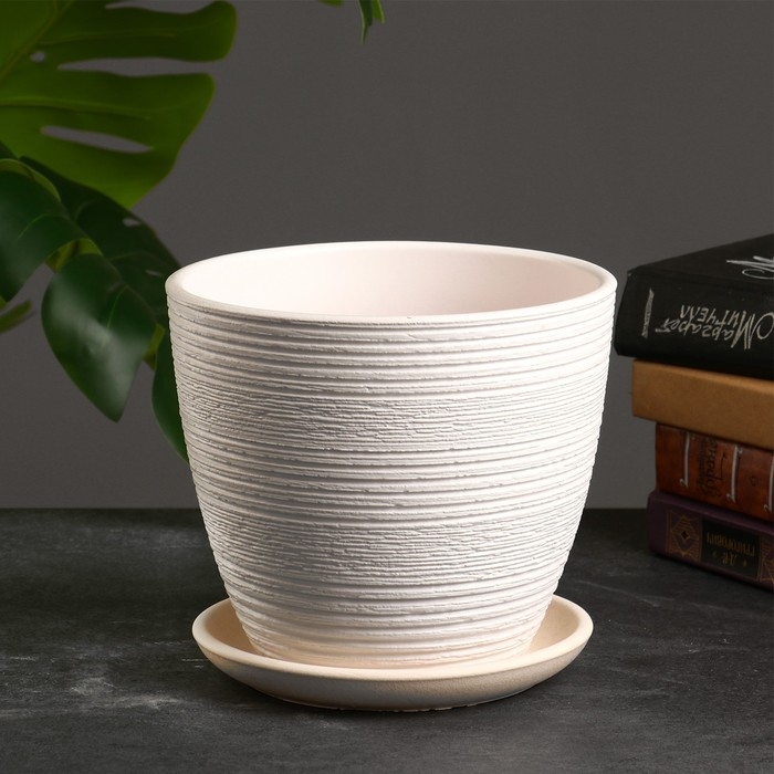 Горшок цветочный  Горшок цветочный "Халва" белый крокус, 2,3 л