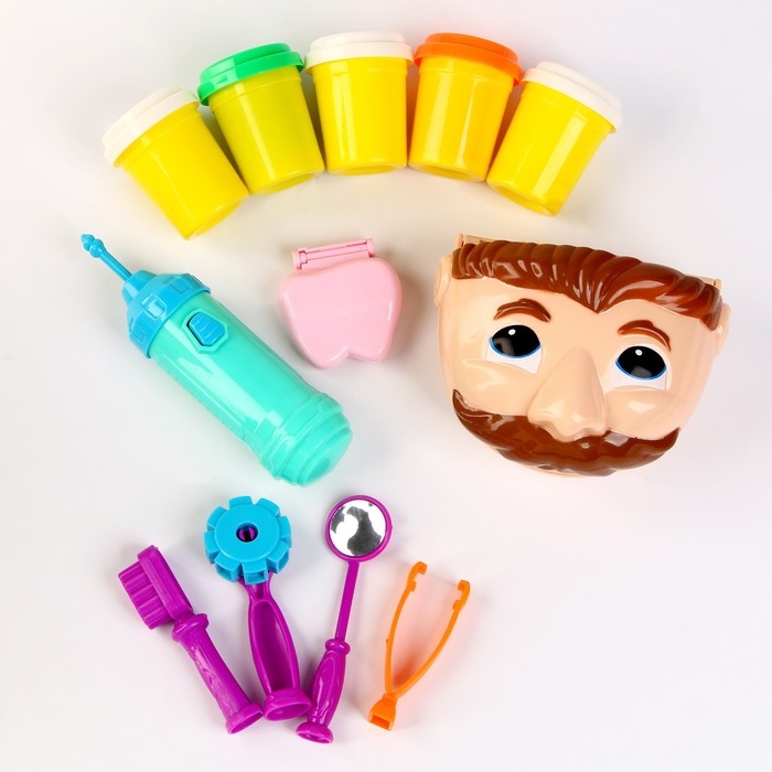 Набор теста для лепки «Стоматолог» 5 баночек по 60 г Набор теста для лепки «Стоматолог» 5 баночек по 60 г