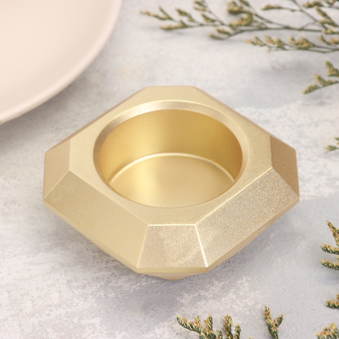 Подсвечник Подсвечник "Квадрат" из гипса со скошенными углами малый,9х3,5см,золото