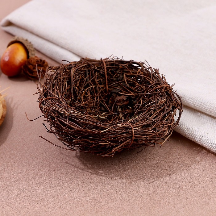 Гнездо из природных материалов для декора, 7×7×3,5 см