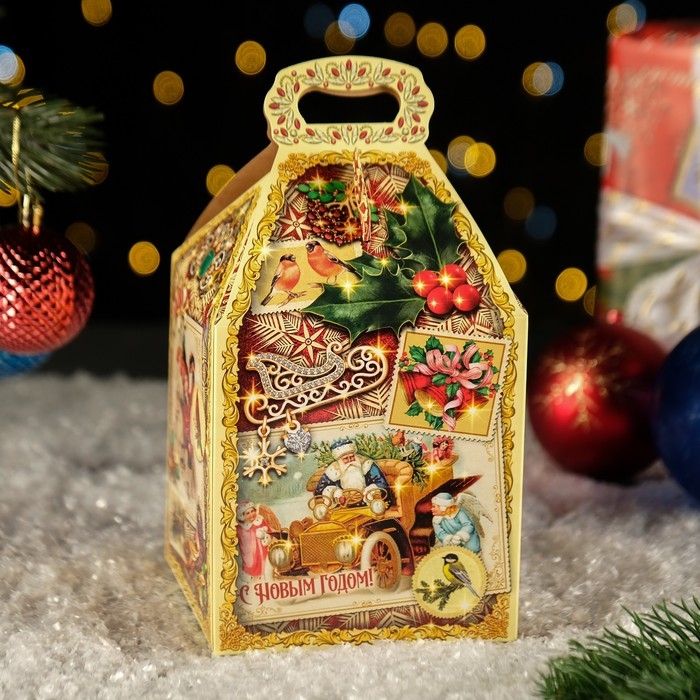 Новый год. Коробка подарочная складная Новый год. Коробка подарочная складная "Столичный" 12 х 12 х 17 см.